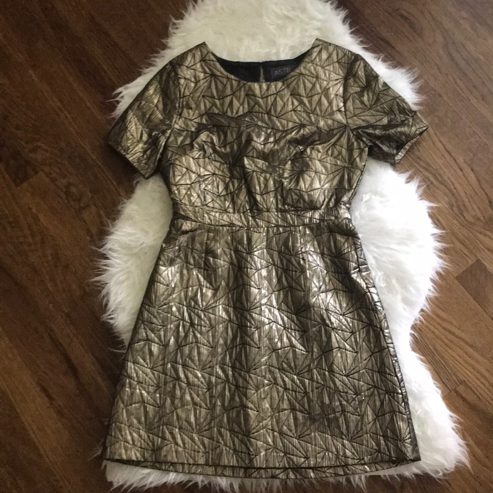 Astr gold back cut out dress